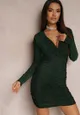 Zielona Sukienka Marszczona z Metaliczną Nicią Favimia