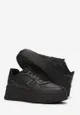 Czarne Sznurowane Sneakersy na Grubej Podeszwie Salsabil