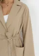 Brązowy Płaszcz Oversize z Wiązanym Paskiem Ziyanna