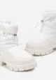 Białe Pikowane Śniegowce na Grubej Podeszwie ze Ściągaczem Orbica