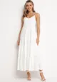 Biała Sukienka z Bawełnianej Tkaniny z Wiązanymi Ramiączkami Esthenis