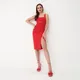 Czerwona sukienka mini z rozcięciem - Czerwony