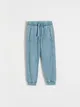 Dresowe spodnie typu jogger, wykonane z przyjemnej w dotyku, bawełnianej dzianiny. - niebieski