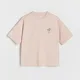 T-shirt oversize z nadrukiem - Różowy