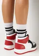 Biało-Czerwone Sneakersy za Kostkę z Perforacją Desta