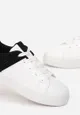 Biało-Czarne Buty Sportowe Sznurowane na Płaskiej Grubszej Podeszwie z Cyrkoniami Hanuel