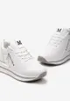 Białe Sneakersy z Imitacji Skóry na Podeszwie w Paski z Suwakiem i Sznurowaniem Larenna