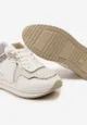 Białe Sneakersy na Niskiej Platformie ze Wstawkami z Brokatu Quinnes