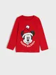 Koszulka wykonana z bawełnianej dzianiny o klasycznym kroju. Ozdobny nadruk z Myszką Miki. - czerwony