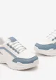 Niebieskie Casualowe Sneakersy z Ekoskóry z Ozdobnymi Wstawkami i Sznurowaniem Melindia