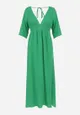 Zielona Sukienka Maxi z Gumką w Pasie i Wiązaniem na Karku Titaphine