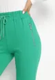 Zielone Bawełniane Spodnie Dresowe Joggery z Zasuwanymi Kieszeniami Ficacion