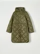 Pikowany płaszcz z kapturem - zielony