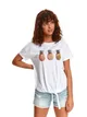 T-shirt damski z nadrukiem w ananasy i wiązaniem w pasie