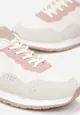Różowe Sneakersy Zdobione Wstawkami z Imitacji Skóry Fayela