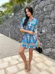 Niebieska Sukienka/Tunika z Paskiem 7703-127-A