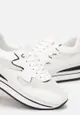 Białe Sneakersy na Grubej Płaskiej Podeszwie z Metalicznymi Wstawkami Redversa