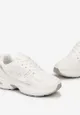 Białe Sneakersy na Grubej Podeszwie Ozdobione Przeszyciami Linarei