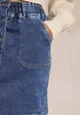 Niebieska Bawełniana Spódnica Mini z Jeansowej Tkaniny Zapinana na Guziki Olimpitta