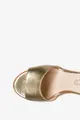 Złote sandały skórzane damskie espadryle na koturnie z zakrytą piętą pasek wokół kostki produkt polski casu 2556-703