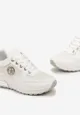 Białe Sneakersy na Koturnie z Brokatowym Zdobieniem i Metalicznymi Detalami Marvira