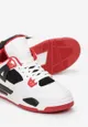 Biało-Czerwone Sznurowane Sneakersy z Zaczepami na Płaskiej Grubej Podeszwie Dianybon