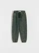 Dresowe spodnie typu jogger, wykonane z przyjemnej w dotyku, bawełnianej dzianiny. - ciemnozielony