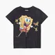 Czarny t-shirt SpongeBob - Szary