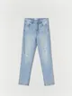 Spodnie jeansowe skinny z wysokim stanem, wykonane z bawełny z domieszką elastycznych włókien. - niebieski