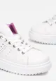 Biało-Fuksjowe Sneakersy z Metalicznymi Wstawkami Zidre