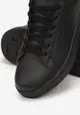 Czarno-Złote Sznurowane Sneakersy na Płaskiej Podeszwie Didi