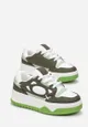Biało-Zielone Sneakersy przed Kostkę na Grubej Podeszwie Anielle