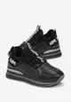 Czarne Sneakersy na Platformie z Metaliczną Wstawką Constony