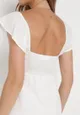 Biała Bawełniana Mini Sukienka z Wycięciem przy Dekolcie Miauri