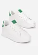 Biało-Zielone Sneakersy z Małymi Wstawkami na Języku i Zapiętku Deneld