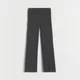 Prążkowane spodnie z rozcięciami - Czarny