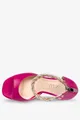 Fuksjowe sandały skórzane damskie na słupku z zamkiem na pięcie ozdobny warkocz wokół kostki produkt polski casu 2524
