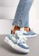 Niebieskie Sneakersy na Niskiej Platformie z Grubymi Sznurowadłami Odellia
