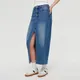 Jeansowa spódnica midi z wysokim stanem niebieska - Niebieski
