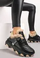 Czarne Sneakersy Przed Kostkę na Płaskiej Grubej Podeszwie z Ociepleniem ze Sztucznego Futerka Borrolla