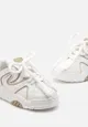 Biało-Beżowe Sneakersy na Grubej Podeszwie z Szerokim Wiązaniem Hiverna