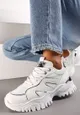 Białe Sportowe Sneakersy na Grubej Podeszwie z Ozdobnymi Aplikacjami Sossi