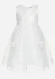 Biała Rozkloszowana Sukienka z Perełkami i Cyrkoniami Ophira