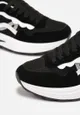 Czarne Sznurowane Sneakersy na Grubej Podeszwie z Przeszyciami Hanoa