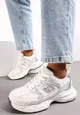 Białe Sneakersy Sznurowane na Grubej Podeszwie Kaolene