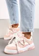 Różowe Sneakersy na Niskiej Platformie z Grubymi Sznurówkami Nerisses