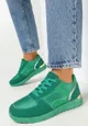 Zielone Sneakersy przed Kostkę z Metaliczną Wstawką Nevata