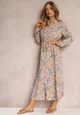 Jasnoniebieska Koszulowa Sukienka Maxi z Kieszeniami i Guzikami Merra