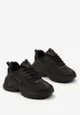 Czarne Klasyczne Sneakersy Sznurowane na Niskiej Platformie Lenivia