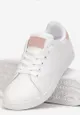Biało-Różowe Wiązane Buty Sportowe na Płaskiej Podeszwie z Przeszyciami Ereath
